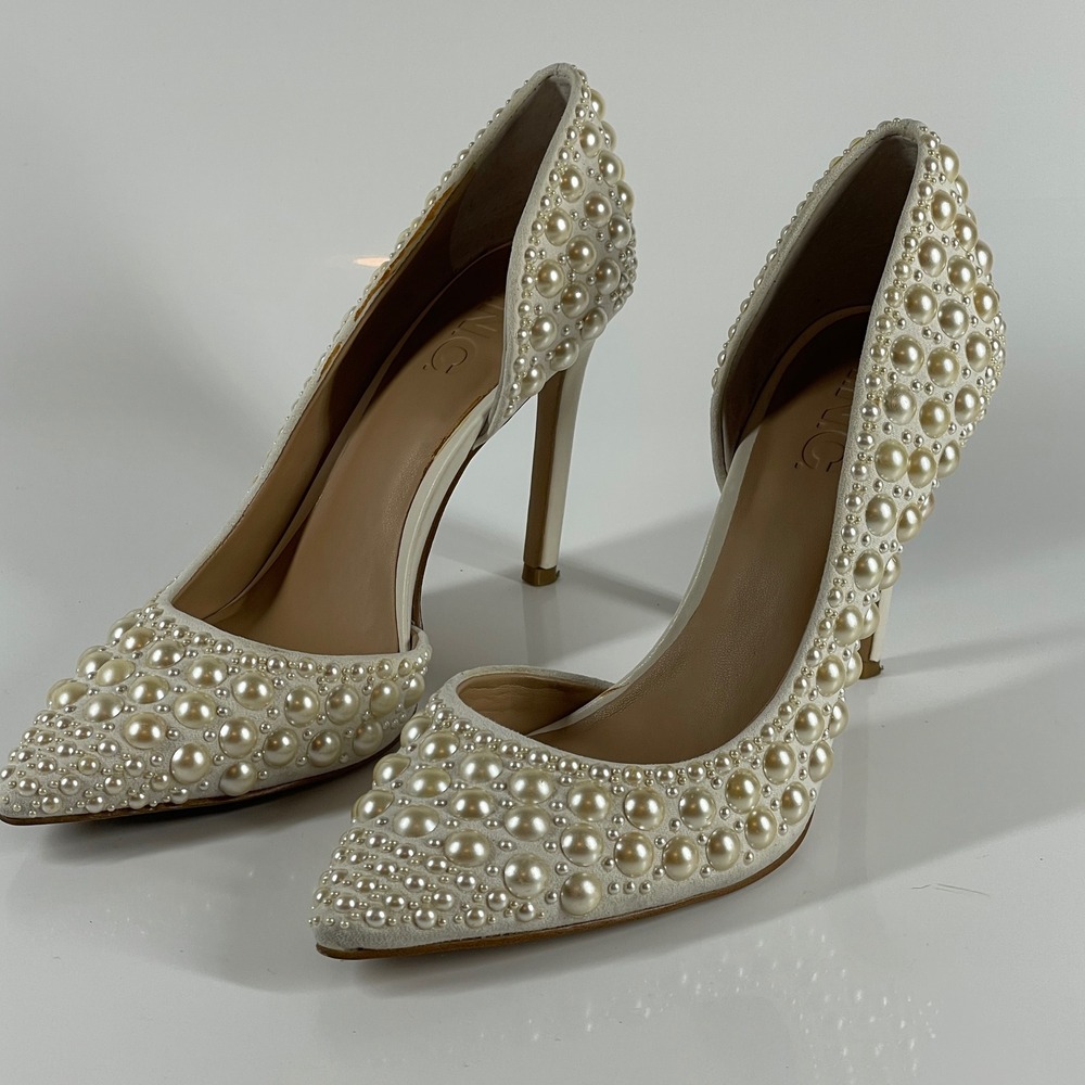 INC Kenjae Pearl Embellished Pumps Ivory 5.5M Costume Halloween Heels